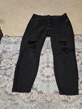 Judy Blue Washed Black Ripped Boyfriend Jeans